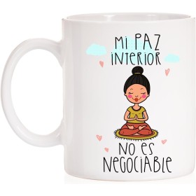 MardeTé Taza Mi Paz Interior no es negociable. Taza de Regalo Muy Original. Taza para Yoga, Reiki, meditación, relajación,