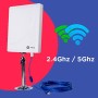 Antena WiFi Wonect W6 Doble Banda 2.4Ghz + 5 GHz con Cable USB Largo 10 Metros y Alcance Cable Exterior Longitud (10 Metros)