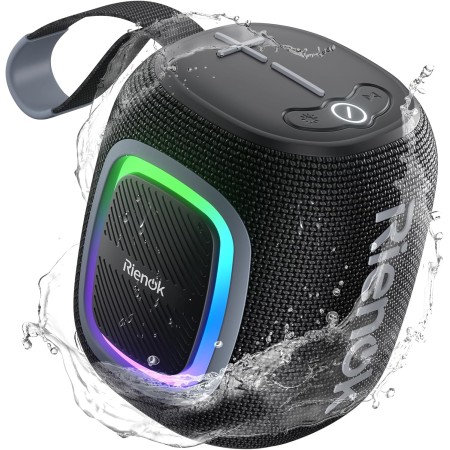 RIENOK S2 Altavoz Bluetooth Portátil Bluetooth 5.3 Potente Pequeño Impermeable con Radio FM Emparejamiento Estéreo Apoya Tarjeta