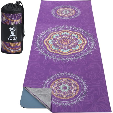 MoKo Manta de Yoga, [69,5x189cm] Toalla de Yoga Antideslizante de Poliéster y Nylon con Bolsillos de Esquina para Colchonetas,
