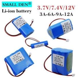 Paquete de batería de iones de litio 3,7 V 7,4 V 12V 3Ah/6Ah/9Ah/12Ah 