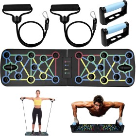 Traxenta Tabla de Flexiones, Tabla de Flexiones Multifuncional, Soporte Flexiones con Antideslizante asas y 2 Cuerdas de
