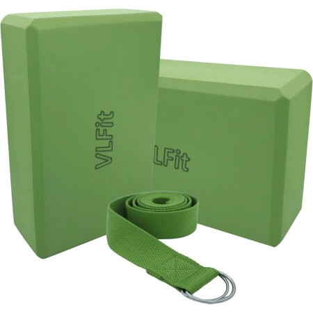 VLFit de 2 bloques de yoga y 1 Correa para Yoga,Bloque De Espuma Eva De Alta Densidad Yoga Block Pilates Accesorios Yoga para