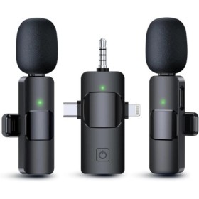 Micrófono inalámbrico 3 en 1 para iPhone, Android, micrófono Lavalier 