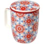 TEA SHOP - Taza de Té o Infusiones con filtro, infusor y tapa - Mug Harmony Yoga Balance - Fabricada en Porcelana con diseño
