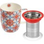 TEA SHOP - Taza de Té o Infusiones con filtro, infusor y tapa - Mug Harmony Yoga Balance - Fabricada en Porcelana con diseño