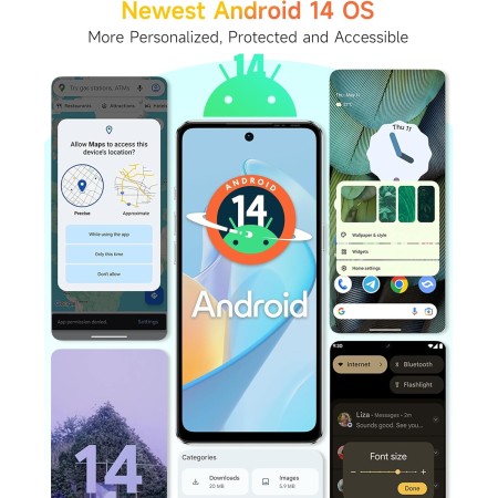 Ulefone Note 18 Pro Teléfono Móvil Libre, Cámara 64MP+50MP+32MP, 12GB+256GB/SD-2TB Android 14 Moviles 5450mAh Batería Carga