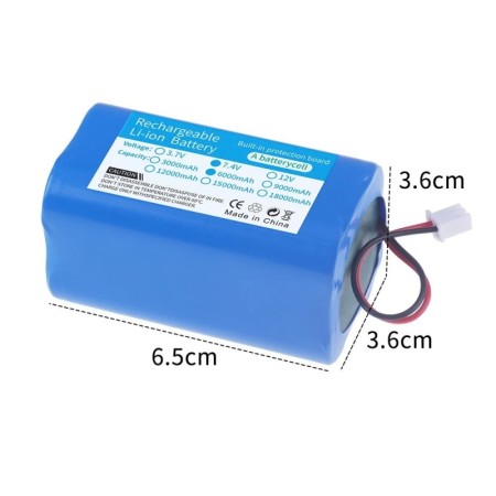 Batería de litio recargable para megáfono, 7,4 V, 18650, 6000mAh, 9000