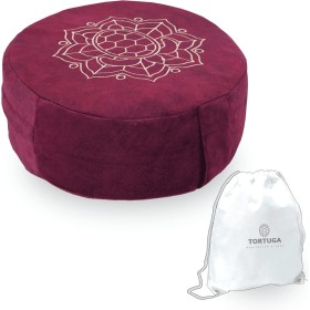 TORTUGA Meditation&Yoga - Cojín Zafu Relleno de Trigo sarraceno sostenible - Diseño con Cuerda -Altura 15cm- Funda algodón 100%