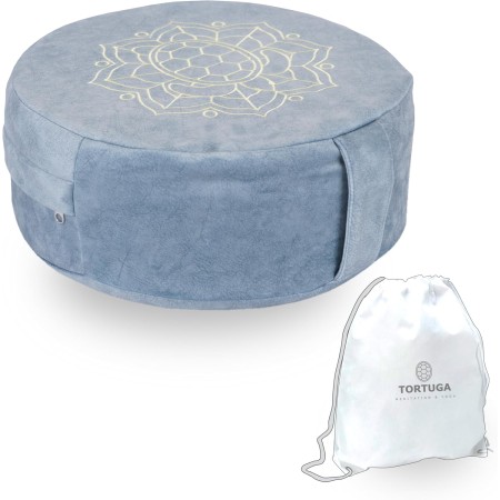 TORTUGA Meditation&Yoga - Cojín Zafu Relleno de Trigo sarraceno sostenible - Diseño con Cuerda -Altura 15cm- Funda algodón 100%