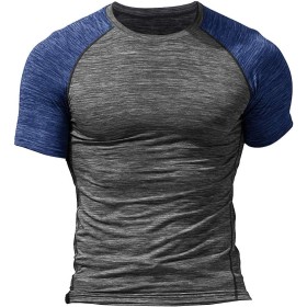 Hombres Apretado Compresión Capa Base Manga Corta Camiseta Culturismo Tops Poliéster y Spandex
