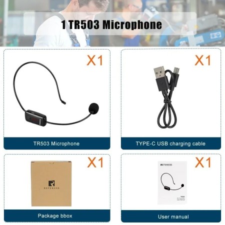 RETEKESS TR503 micrófono inalámbrico condensador auriculares megáfono 