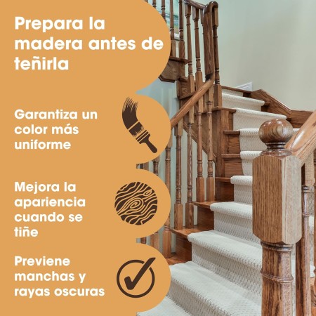 Furniture Clinic Acondicionador de madera premanchado, a base de agua, uso interior y exterior, bajo olor y no tóxico, uso antes