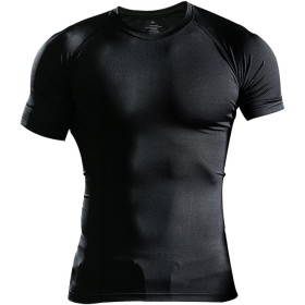 Hombres Apretado Compresión Capa Base Manga Corta Camiseta Culturismo Tops Poliéster y Spandex