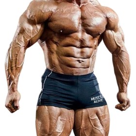 Muscle Alive Hombre Gimnasia Apretado Entrepierna 4 Culturismo Pantalones Cortos de poliéster y Lycra