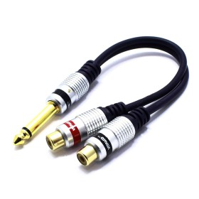 VITALCO Adaptador de 6,3 mm Mono Jack TS a 2 Conectores RCA Hembra de Audio 2 RCA Hembra a Jack Macho Estéreo
