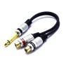 VITALCO Adaptador de 6,3 mm Mono Jack TS a 2 Conectores RCA Hembra de Audio 2 RCA Hembra a Jack Macho Estéreo