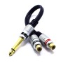VITALCO Adaptador de 6,3 mm Mono Jack TS a 2 Conectores RCA Hembra de Audio 2 RCA Hembra a Jack Macho Estéreo