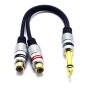 VITALCO Adaptador de 6,3 mm Mono Jack TS a 2 Conectores RCA Hembra de Audio 2 RCA Hembra a Jack Macho Estéreo