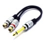 VITALCO Adaptador de 6,3 mm Mono Jack TS a 2 Conectores RCA Hembra de Audio 2 RCA Hembra a Jack Macho Estéreo