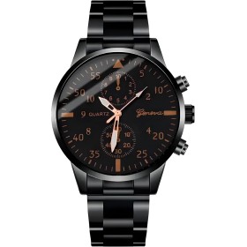 Retoo Reloj de pulsera analógico para hombre de cuarzo con correa de acero inoxidable, minimalista, unisex, informal, elegante,