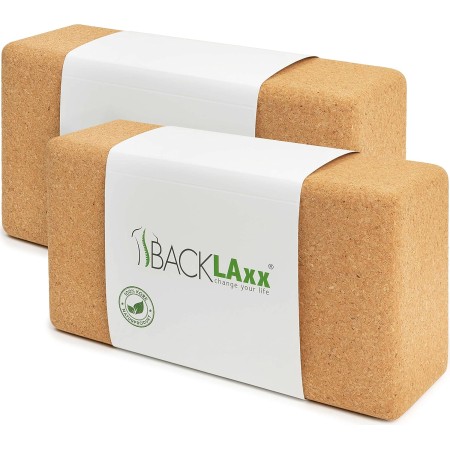 BACKLAxx ® Bloque Yoga de Corcho - 100% Natural y Sostenible - Ladrillo Amigable con la Piel, Producido Ecológicamente - Incluye