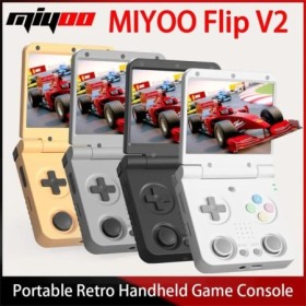 Consola de juegos portátil MIYOO Flip V2 Retro con bisagra de Metal pa