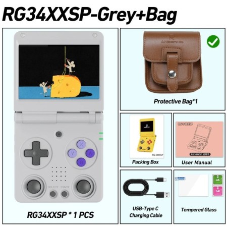 Anbernic-consola portátil RG34XXSP con pantalla IPS de 3,4 pulgadas, s