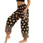 Nuofengkudu Mujer Pantalones Hippies Tailandeses Estampado Verano Cintura Alta Elastica con Bolsillos para Yoga Casual