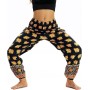 Nuofengkudu Mujer Pantalones Hippies Tailandeses Estampado Verano Cintura Alta Elastica con Bolsillos para Yoga Casual