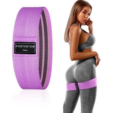 PORTENTUM Elastic bands for bodybuilding, set of 3 non-slip fabric fitness bands, 3 levels of resistance for crossfit, yoga,