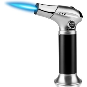 JETPRO Linterna de cocina de butano recargable con llama ajustable y bloqueo de seguridad para postres, barbacoa, cocina (gas