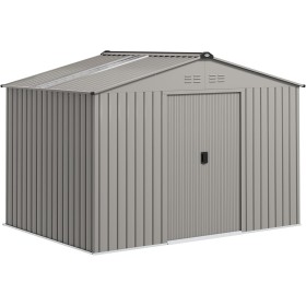 Outsunny Caseta de Jardín Exterior 4,9 m² 277x195x192 cm Cobertizo de Jardín Exterior con Puerta Corredera Techo de Fibra de