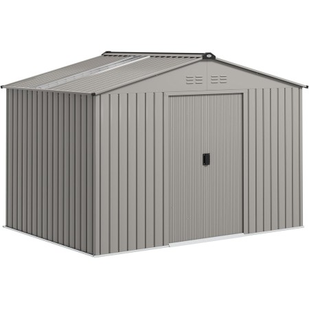 Outsunny Caseta de Jardín Exterior 4,9 m² 277x195x192 cm Cobertizo de Jardín Exterior con Puerta Corredera Techo de Fibra de