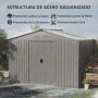 Outsunny Caseta de Jardín Exterior 4,9 m² 277x195x192 cm Cobertizo de Jardín Exterior con Puerta Corredera Techo de Fibra de