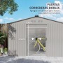 Outsunny Caseta de Jardín Exterior 4,9 m² 277x195x192 cm Cobertizo de Jardín Exterior con Puerta Corredera Techo de Fibra de
