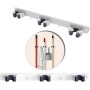 Parence.- Soporte de pared triple atornillable para escoba y accesorios - Gancho escoba 3 soportes + 2 ganchos - 37cm