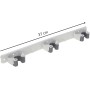 Parence.- Soporte de pared triple atornillable para escoba y accesorios - Gancho escoba 3 soportes + 2 ganchos - 37cm