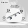 Parence.- Soporte de pared triple atornillable para escoba y accesorios - Gancho escoba 3 soportes + 2 ganchos - 37cm