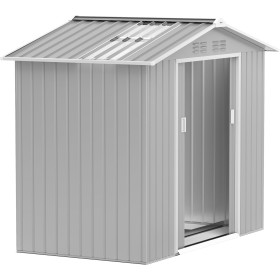 Outsunny Cobertizo de Jardín 2,42m² con Base de Refuerzo Sin Suelo 213x130x185 cm Caseta de Jardín Exterior con Puertas