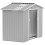 Outsunny Cobertizo de Jardín 2,42m² con Base de Refuerzo Sin Suelo 213x130x185 cm Caseta de Jardín Exterior con Puertas