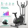 Neezee Entrenador de Cruz elíptica, máquina Cruzada Mejorada con Monitor LCD – 2 en 1 máquina de Entrenamiento de Bicicleta de