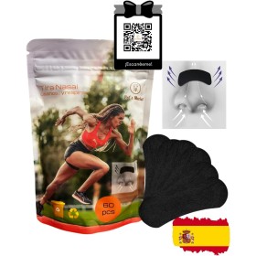 Sports & Sleep Nasal Strip - 60 Adhesive Pieces - QR Guide Gift Rest - Reduce Snoring - Elastic and Comfortable - Fragrance Free