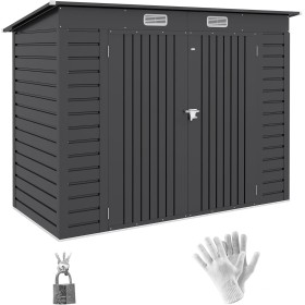 Outsunny Caseta de Jardín Exterior 2,7m² 249x121x183 cm Cobertizo de Jardín Exterior con Doble Puerta 2 Ventilaciones y Pestillo