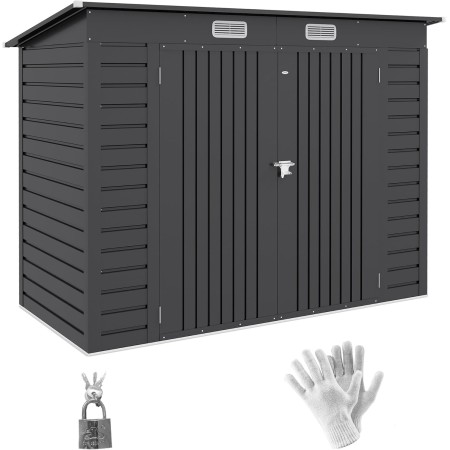 Outsunny Caseta de Jardín Exterior 2,7m² 249x121x183 cm Cobertizo de Jardín Exterior con Doble Puerta 2 Ventilaciones y Pestillo