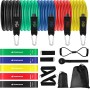 Odoland Elastic Fitness Bands Set with 5 Elastic Resistance Bands, Loop Band, Handles, Ankle Straps, Door Anchor and Guide,