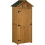 Outsunny Armario de Jardín de Madera de Abeto 77x54,2x179 cm 0,3 m² Cobertizo de Jardín para Herramientas con 3 Estantes y 2