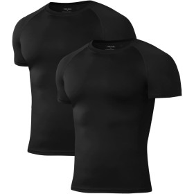 Niksa 1 paquete o 3 paquetes de camisetas de compresión para hombre, manga corta, diseño de malla, capa base de secado rápido,