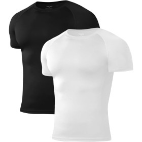 Niksa 1 paquete o 3 paquetes de camisetas de compresión para hombre, manga corta, diseño de malla, capa base de secado rápido,