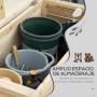 Outsunny Arcón de Jardín Exterior Carga 155L Baúl de Almacenaje Exterior de Madera con Tapa de Metal Galvanizado y Diseño con